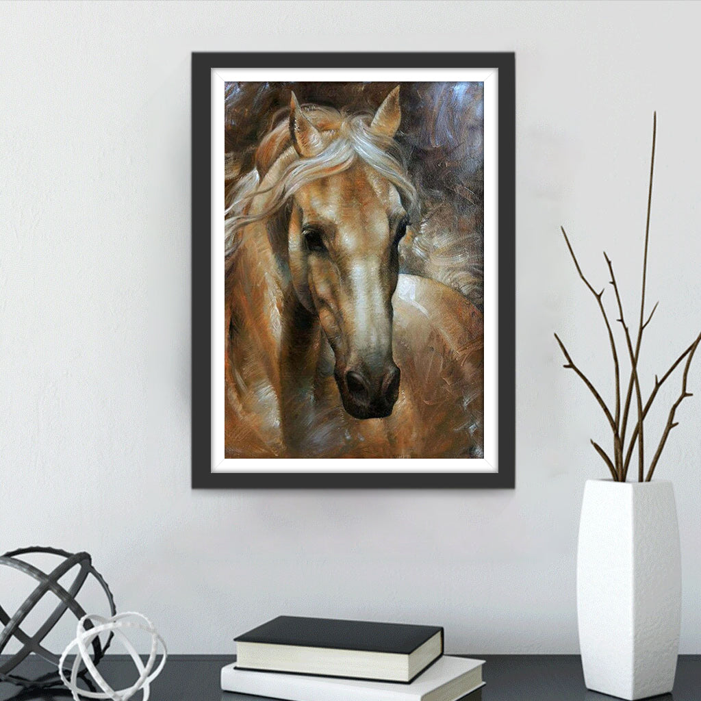 Red Horse with Long White Mane Diamond Painting