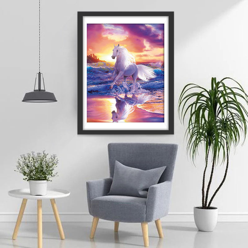 Fantastic White Horse Running Diamond Painting