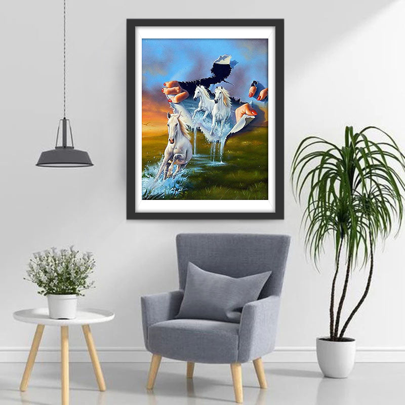 Sunset Meadow Horse Diamond Painting