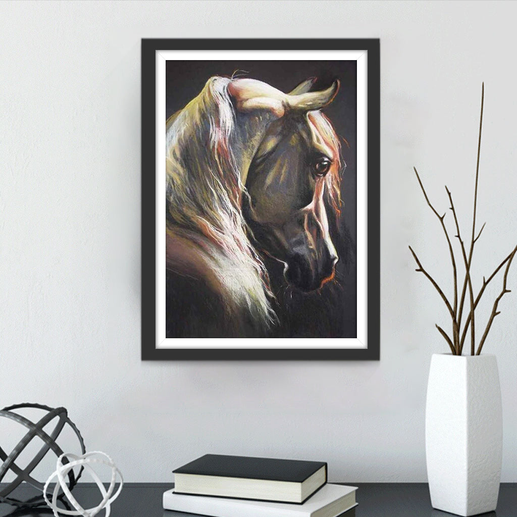 White Horse and the Pink Light Diamond Painting
