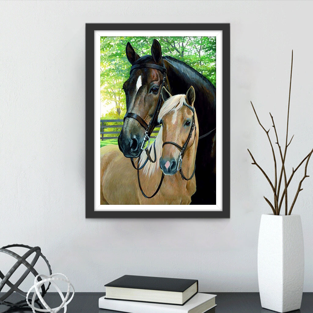 Brown Horse and Brown Foal  Diamond Painting
