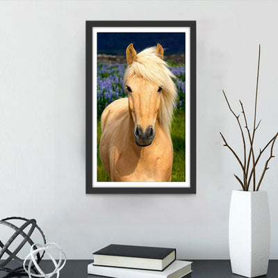 Yellow Horse with White Mane Diamond Painting