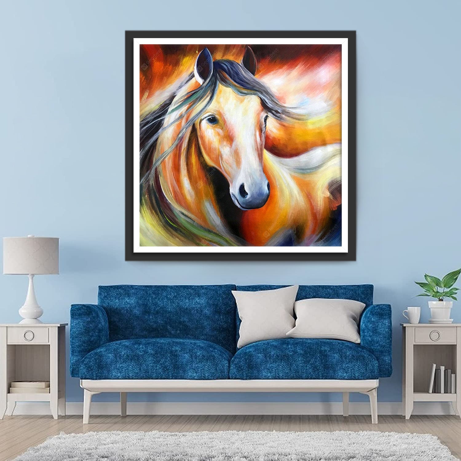 Orange Horse with Long Mane Diamond Painting