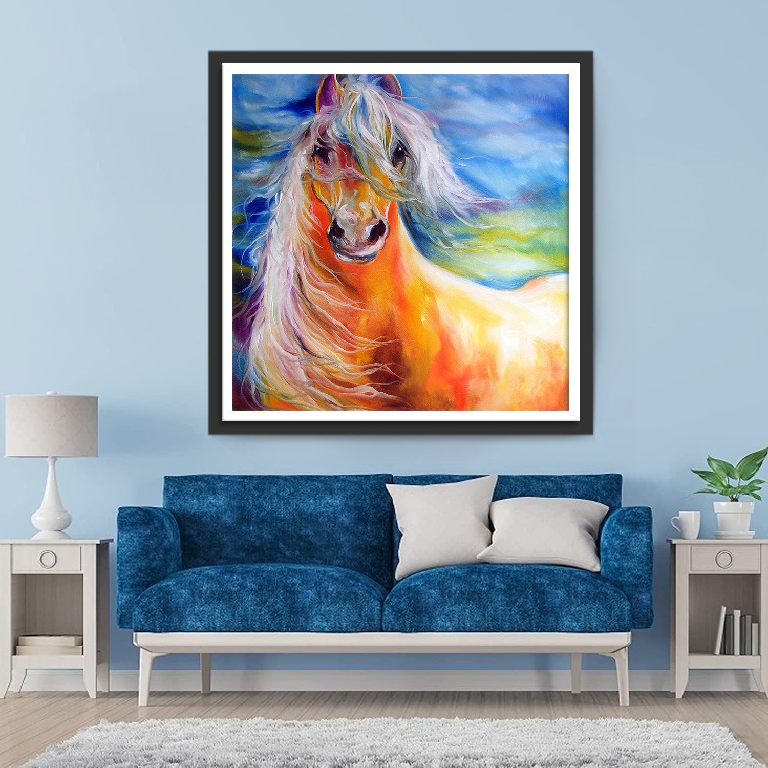 Orange Horse with Colorful Mane Diamond Painting