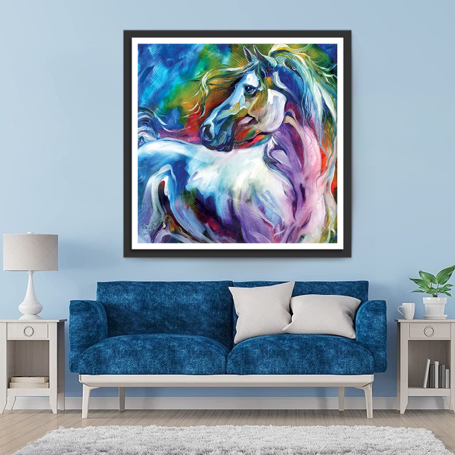 White Horse with Fantastic Colors Diamond Painting