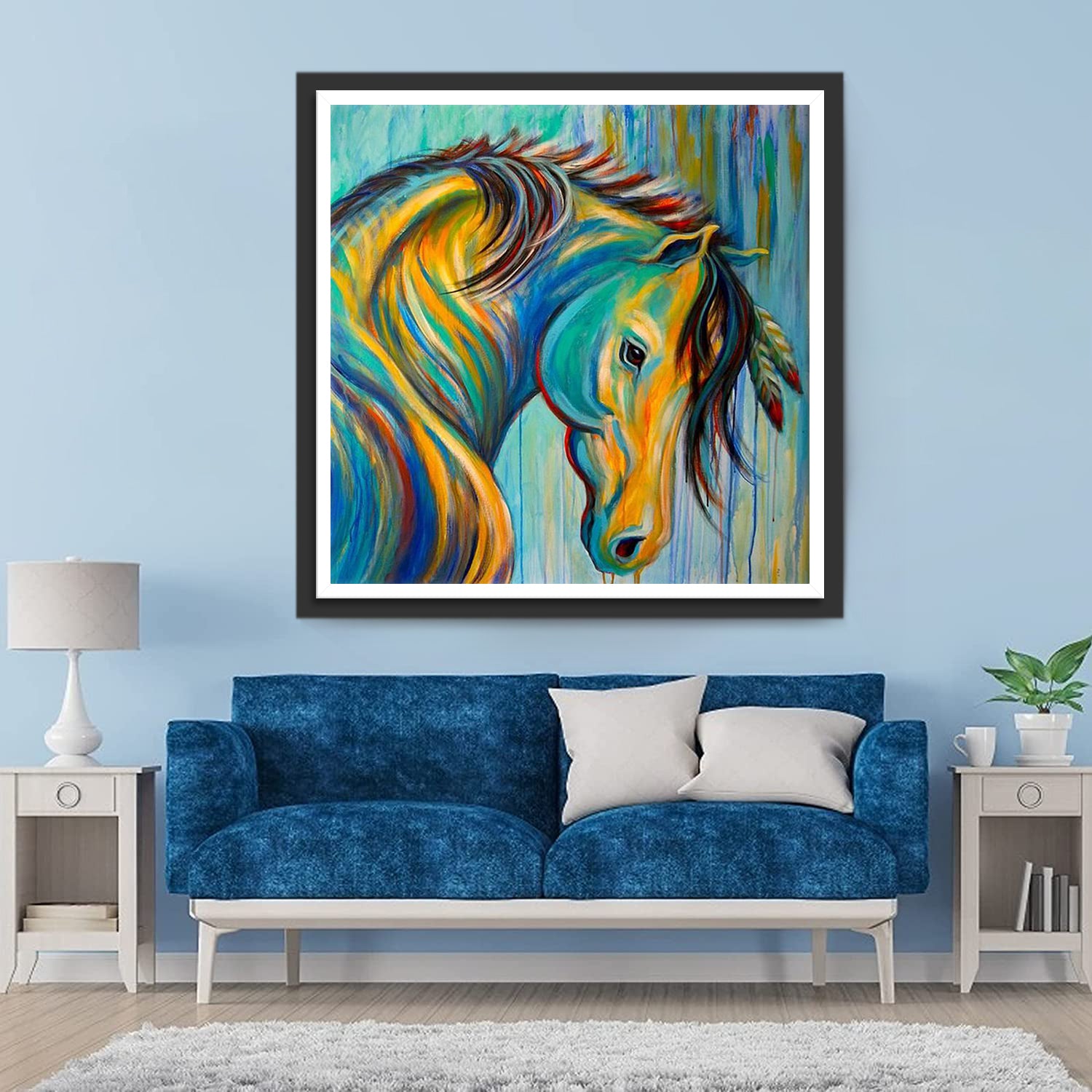 Colorful Horse and Feather Diamond Painting
