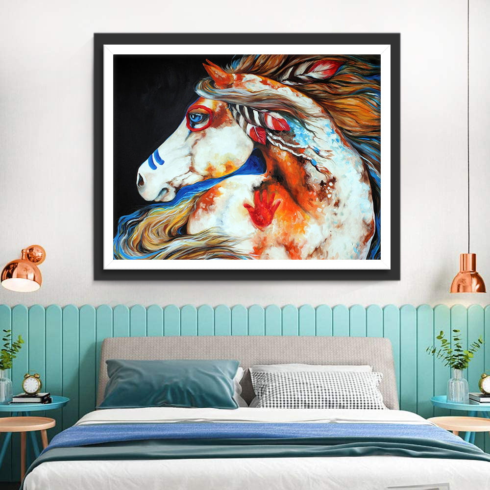 White Horse with Red Spots Diamond Painting