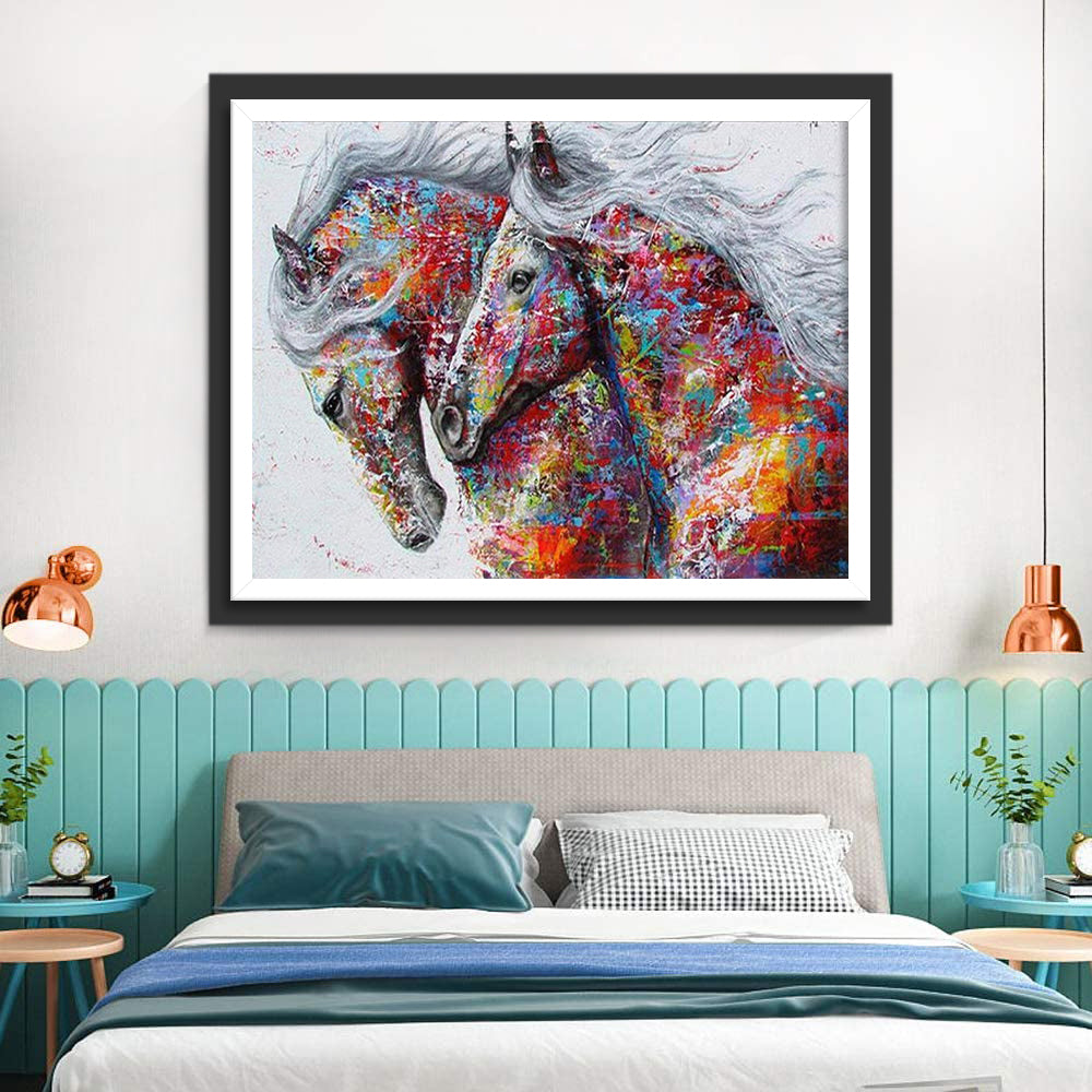 Horses with Colored Spots Diamond Painting
