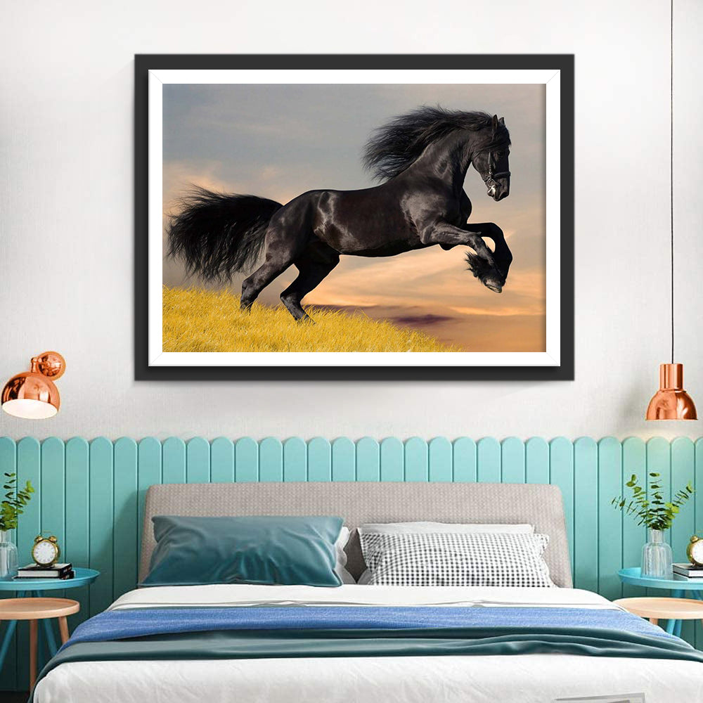 Running Black Horse Diamond Painting