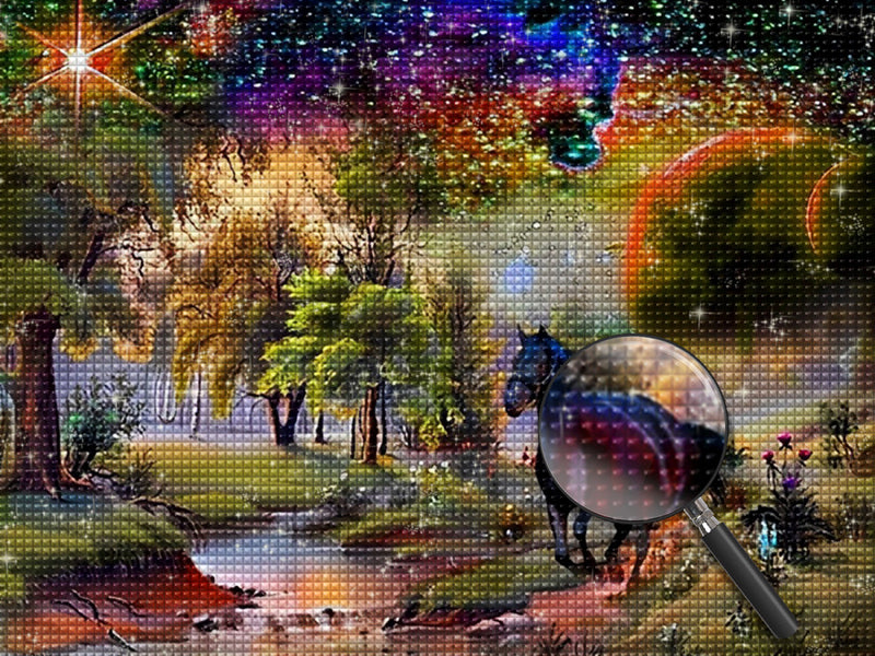 Horse and Magnificent Forest Diamond Painting