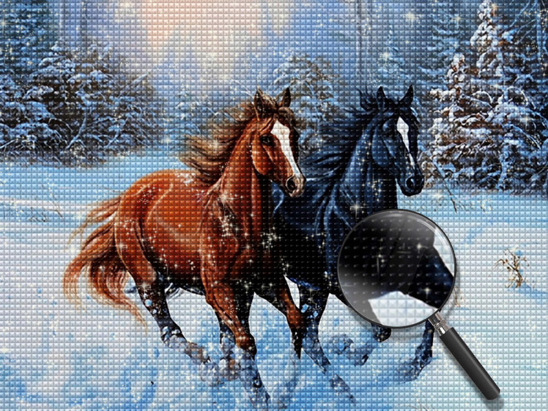 Two Horses Running in the Snow 5D DIY Diamond Painting Kits