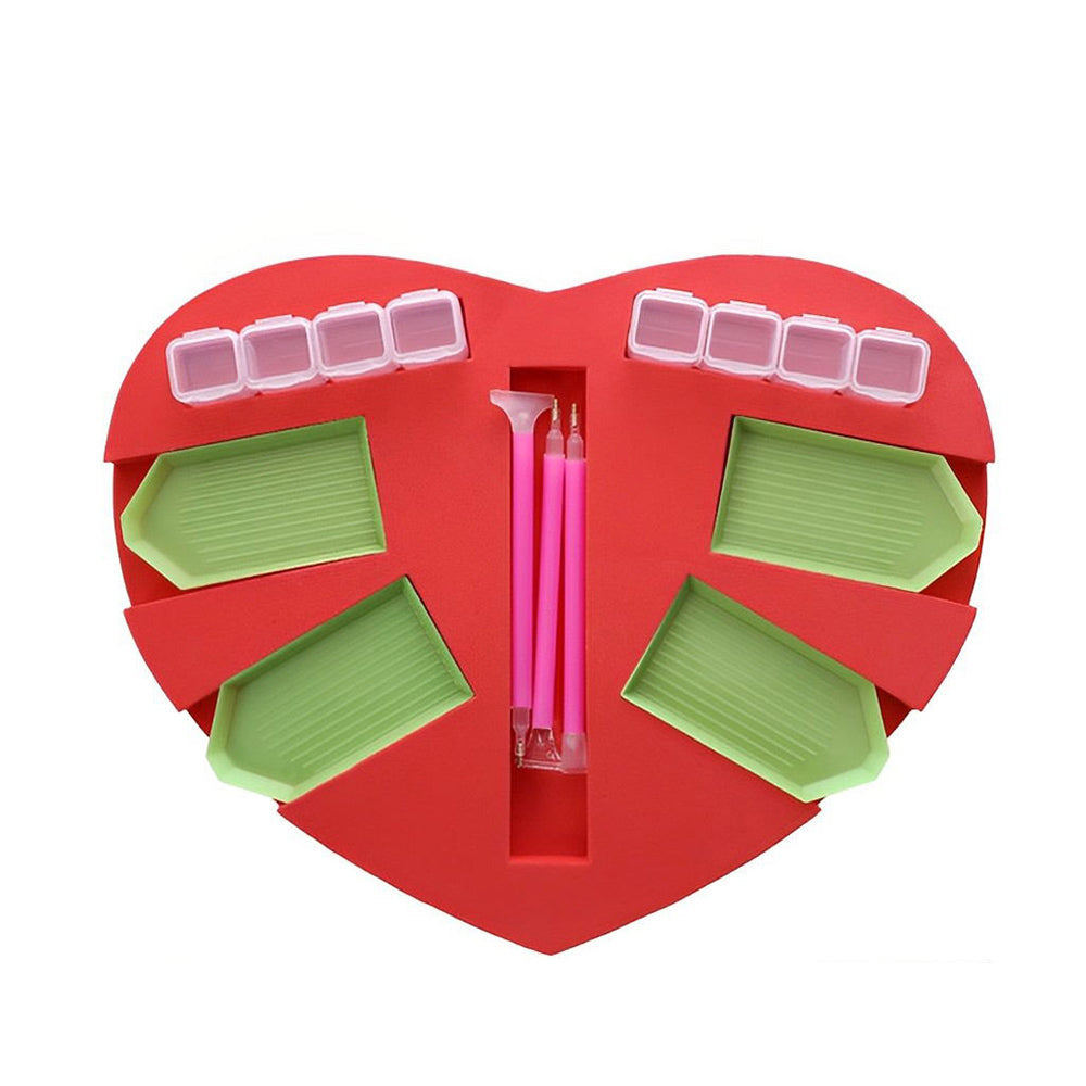 Heart Diamond Painting Tray Holder Bead Storage Box Point Drill Kit