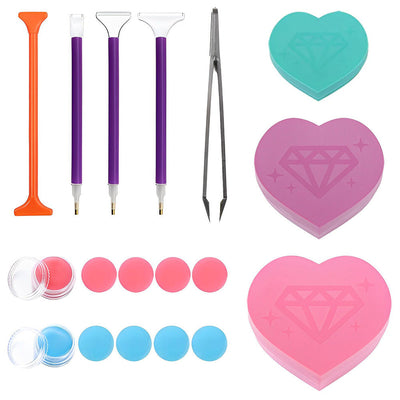 Heart Shaped Diamond Painting Tray Storage Tweezers Drill Pen Wax Kits