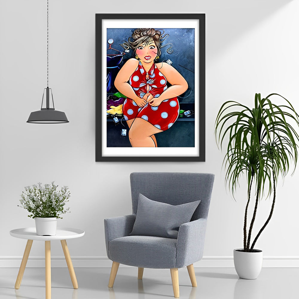 Woman in Red Bodycon Dress Diamond Painting