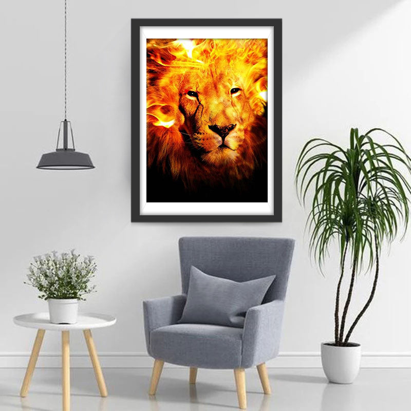 Flame Lion Diamond Painting