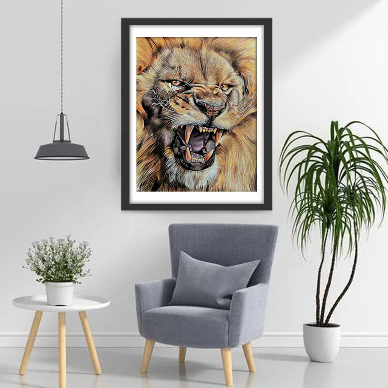 Lion in anger Diamond Painting
