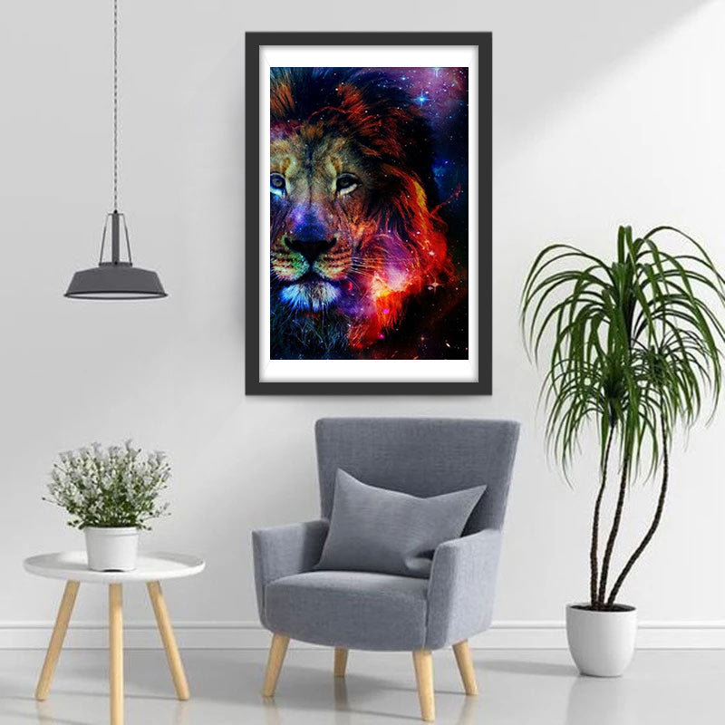 Colorful Lion and the Starry Sky Diamond Painting