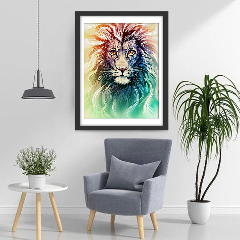 Rainbow Colored Lion Diamond Painting