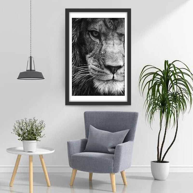Black and White Lion Animal Diamond Painting