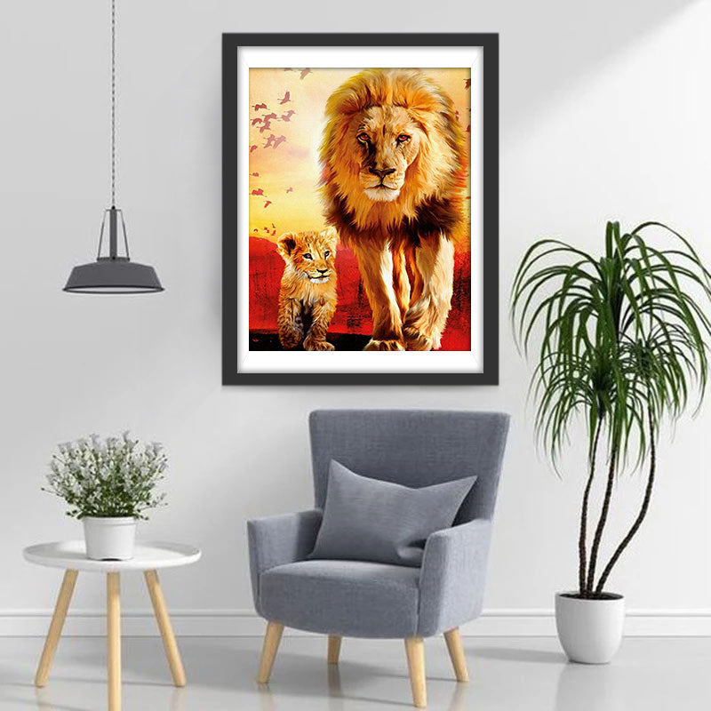 Great Lion and His Lion Cub Diamond Painting
