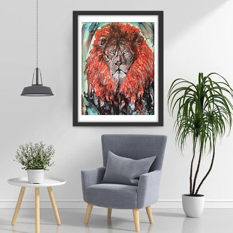 Lion with Red Mane 5D DIY Diamond Painting Kits