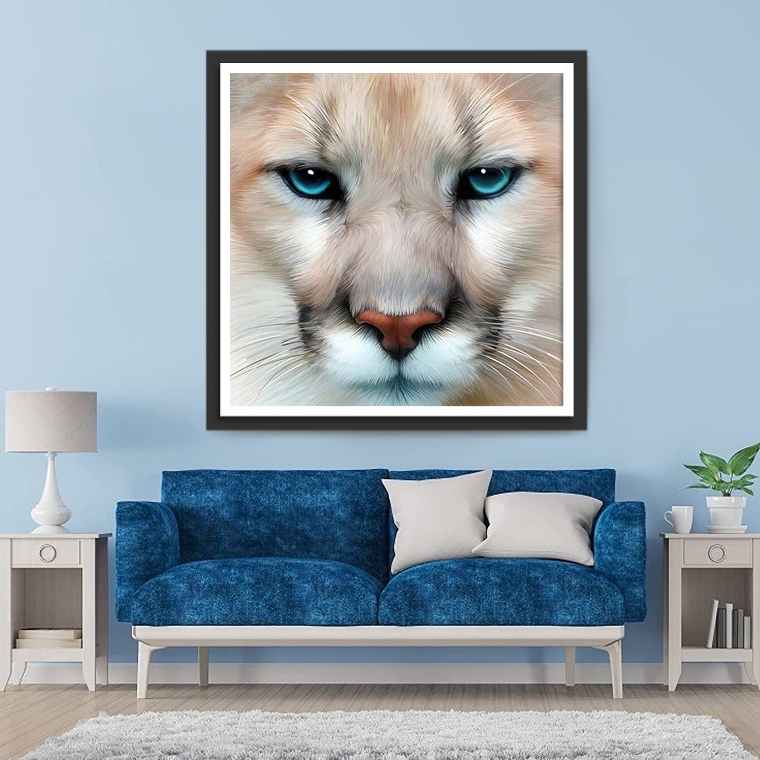 Blue-Eyed Golden Lioness Diamond Painting