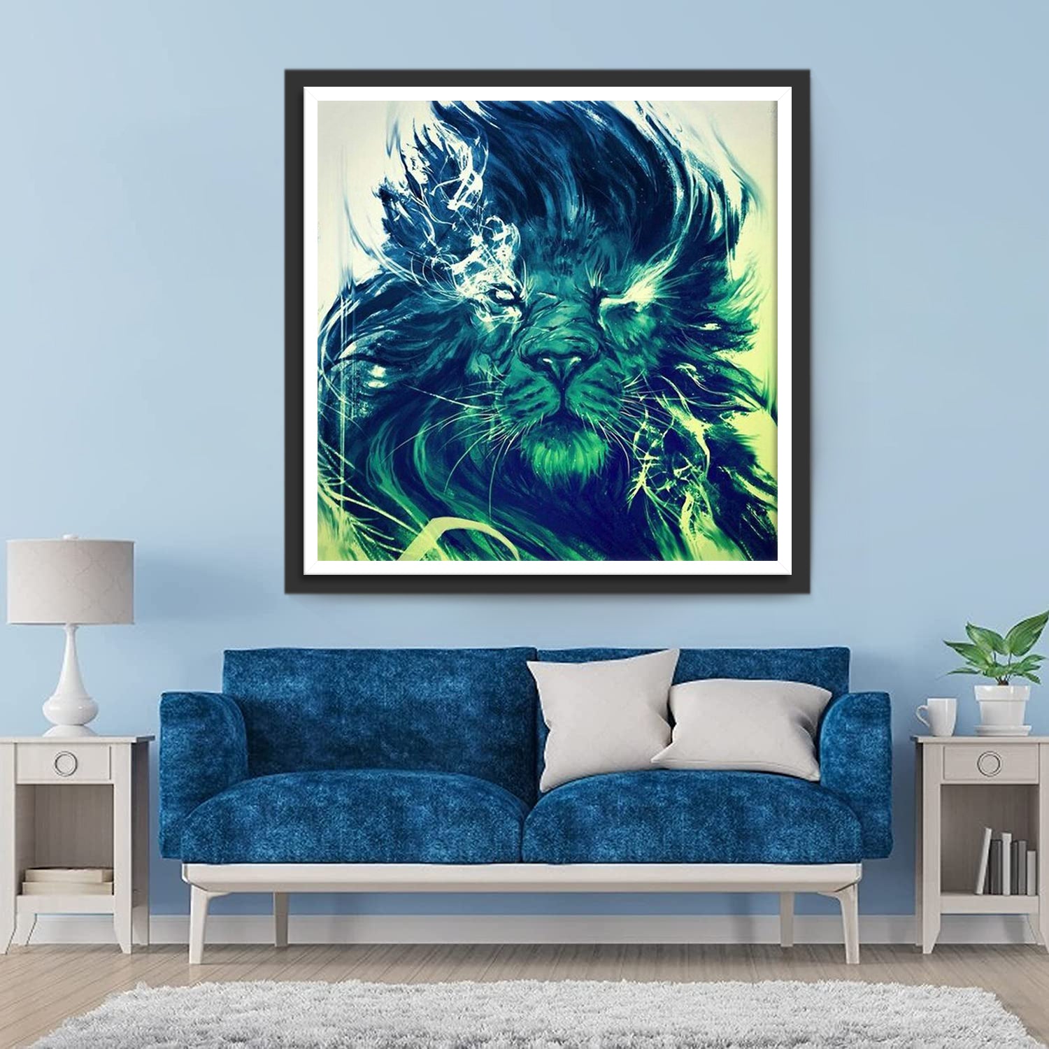 Blue, Green and Yellow Lion Diamond Painting