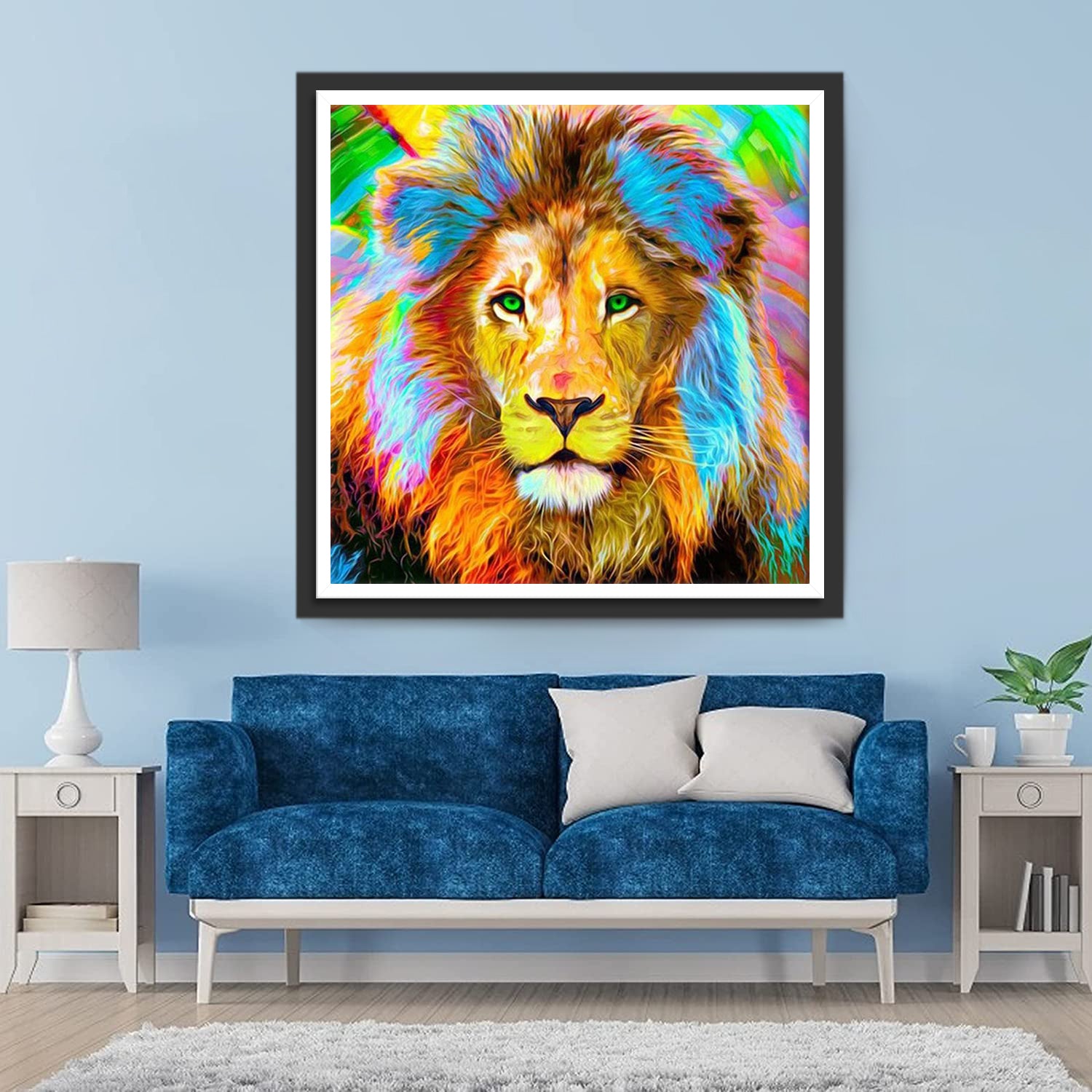 Blue Maned Lion Diamond Painting