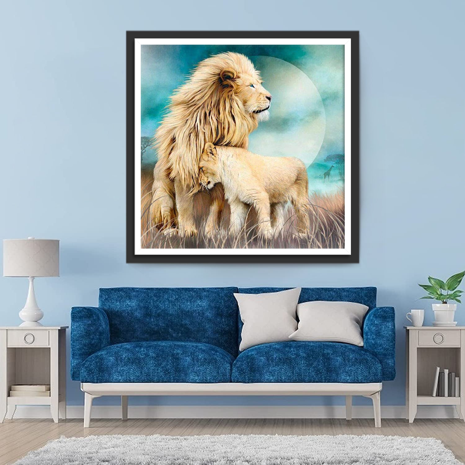 Leo and Lion Cub under the Clear Moon Diamond Painting