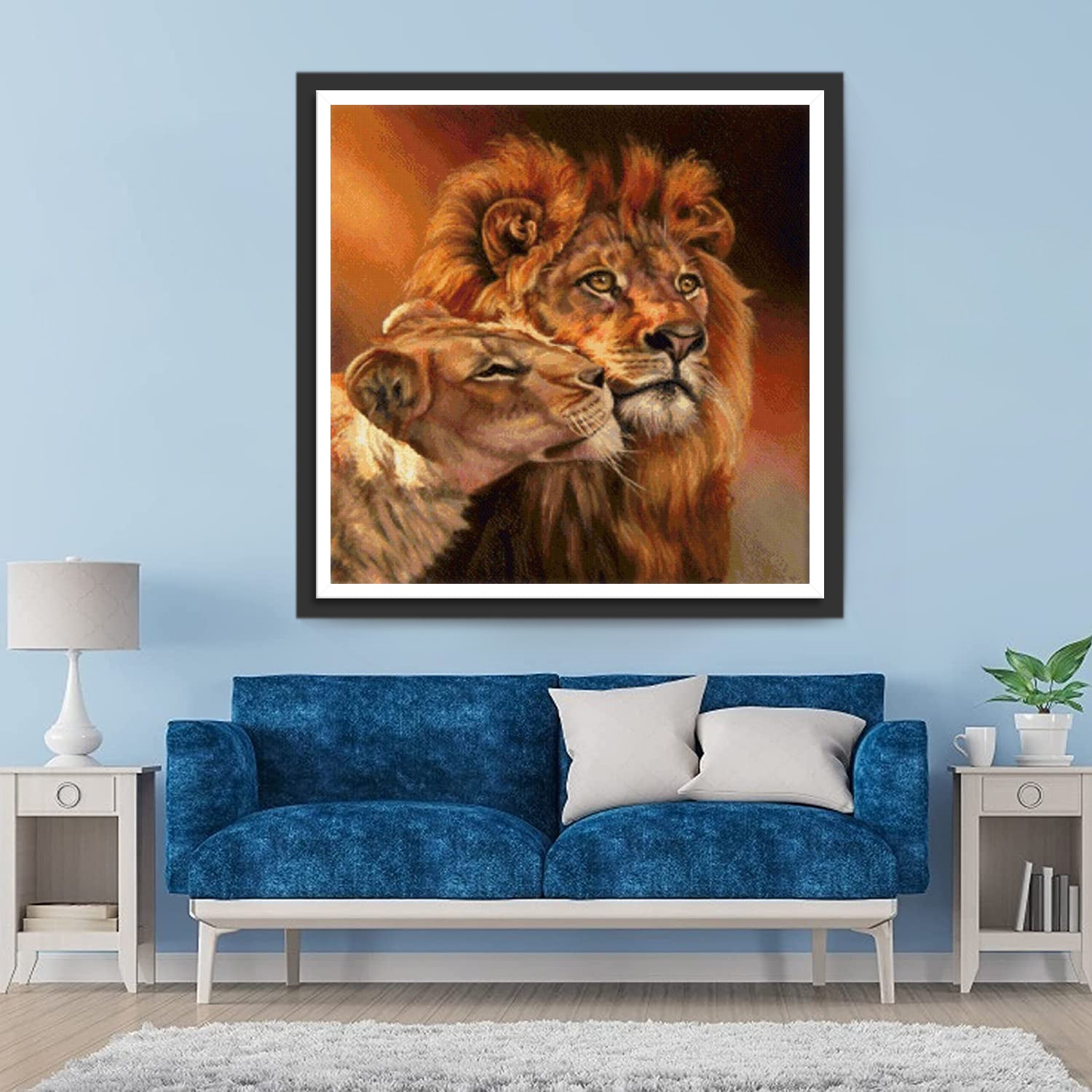 Lion Couple Kissing Diamond Painting