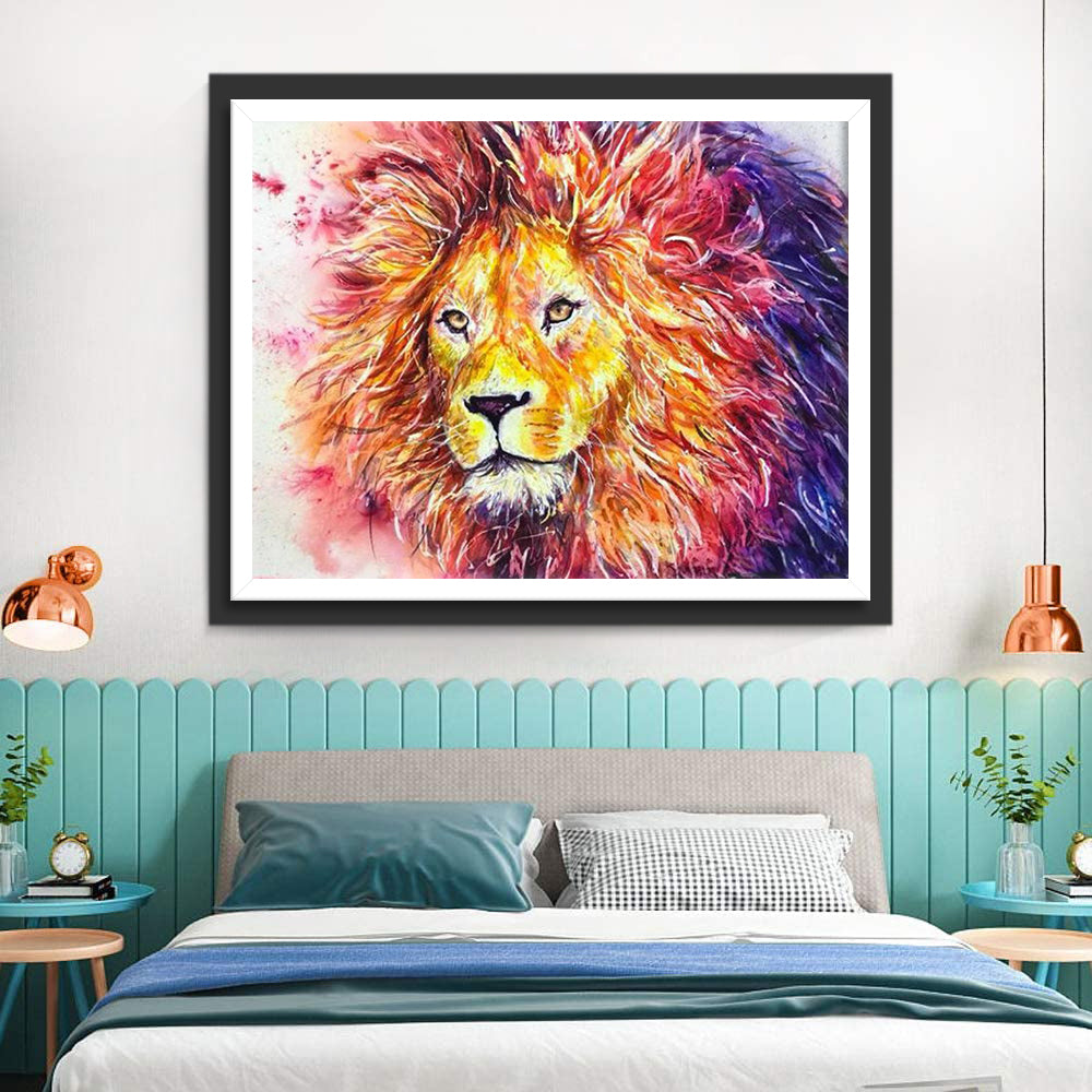 Red & Orange Maned Lion Diamond Painting