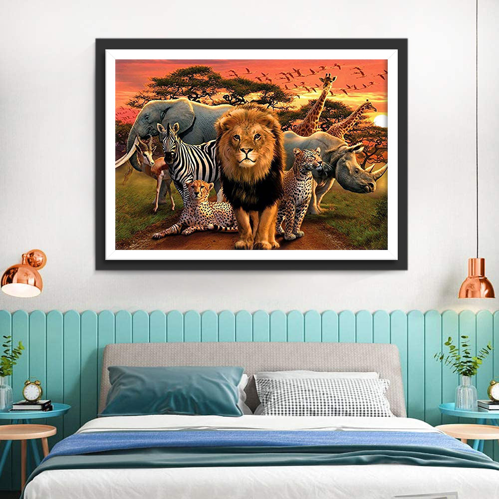 Lion and Tropical Animals Diamond Painting
