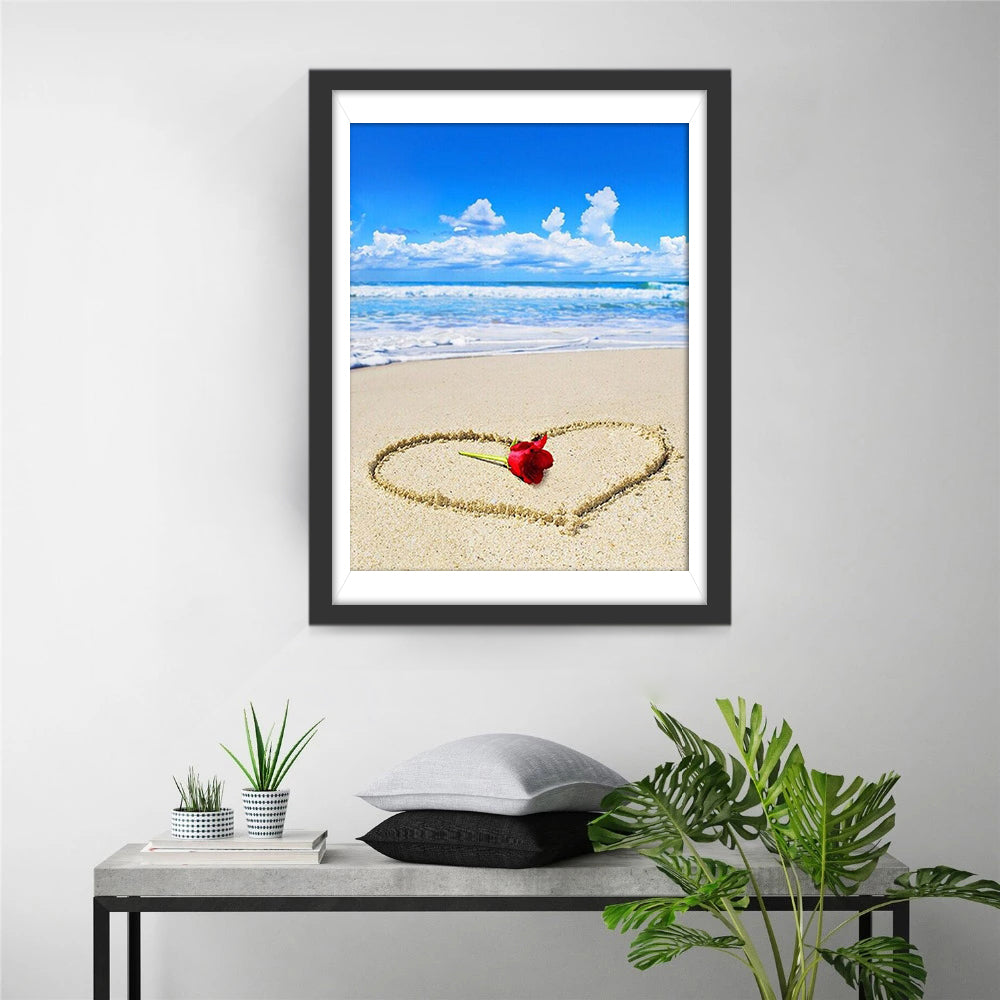 Red Rose on the Beach Love Popular Diamond Painting