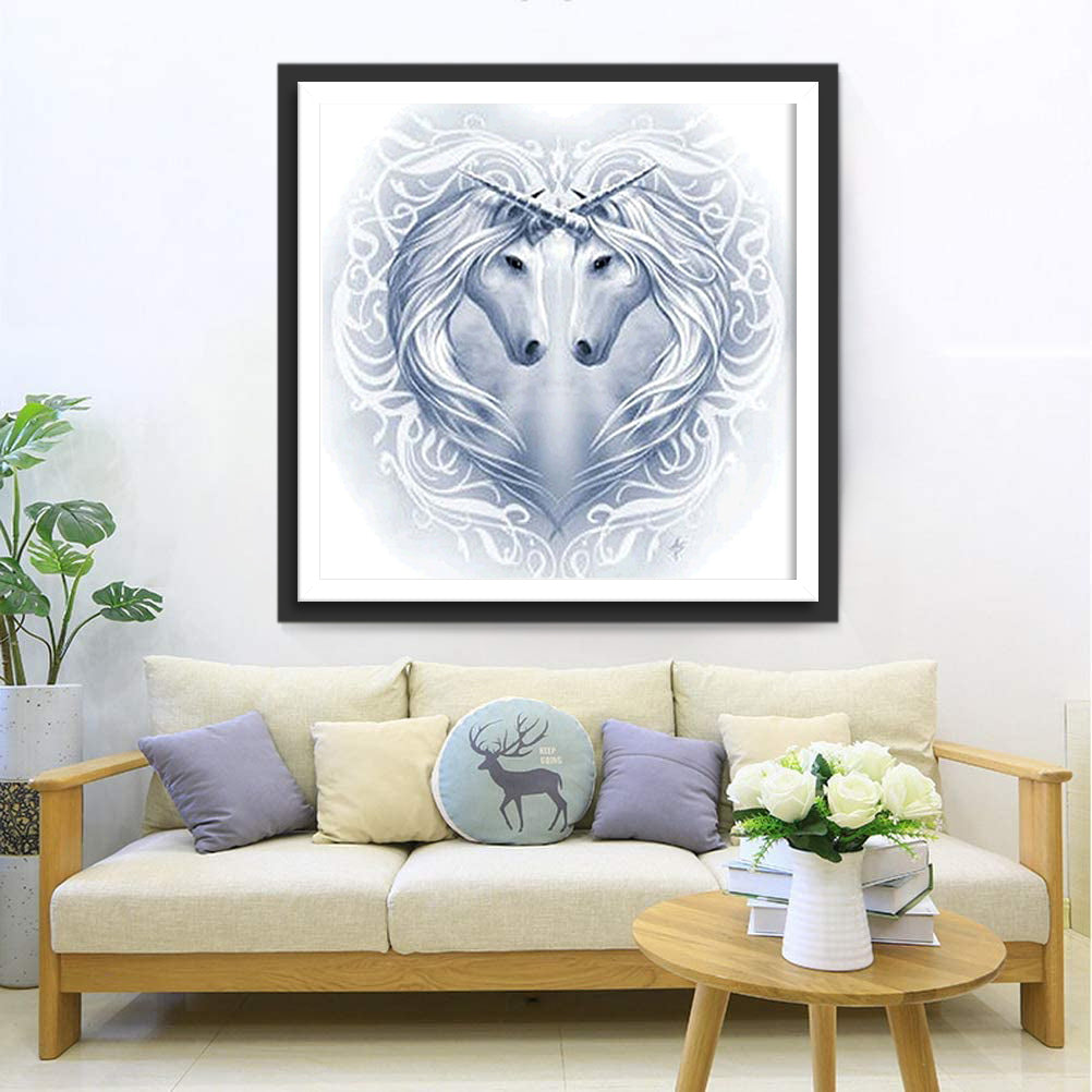 Two White Unicorns Diamond Painting