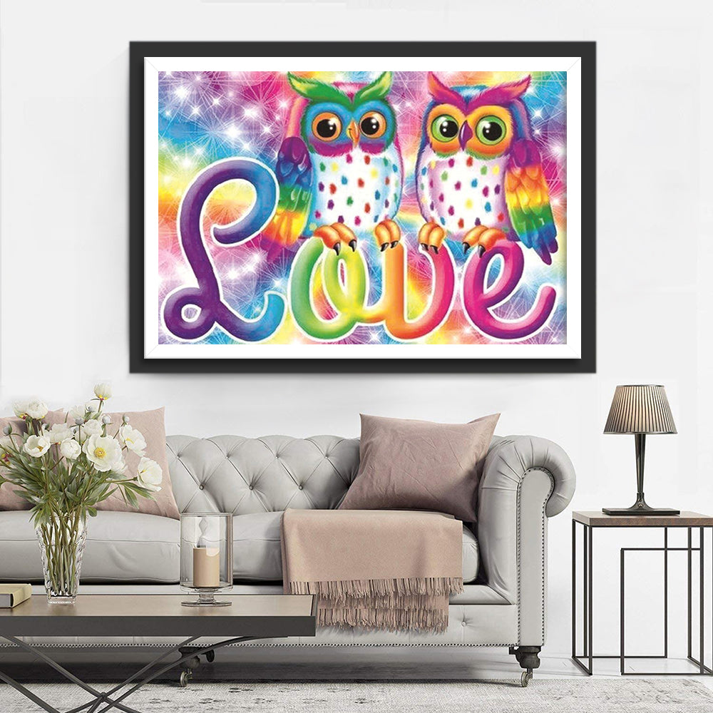 Colorful Owl Couple Diamond Painting