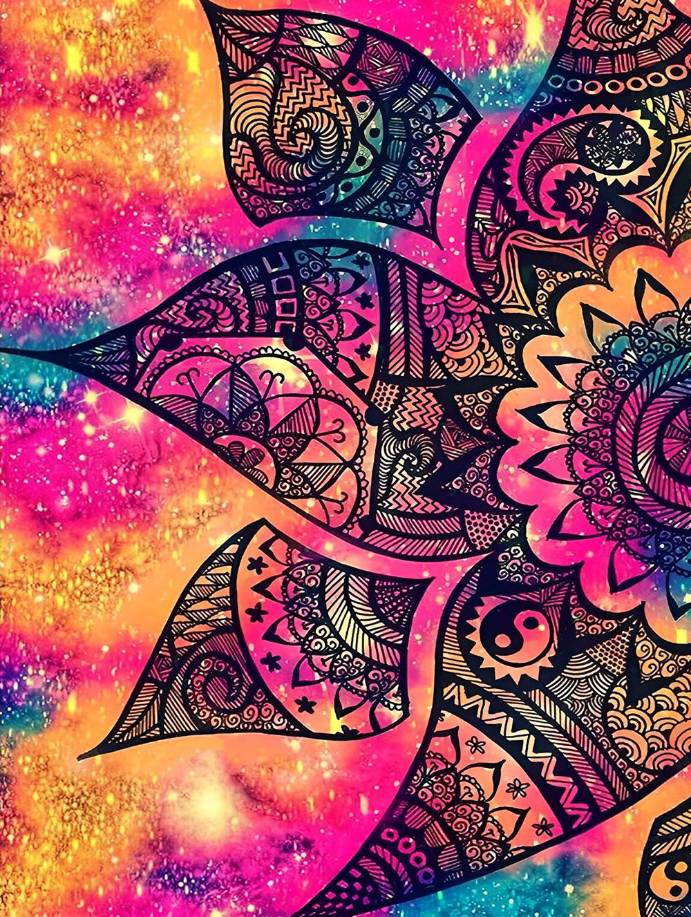 Black Mandala and Colorful Background Diamond Painting