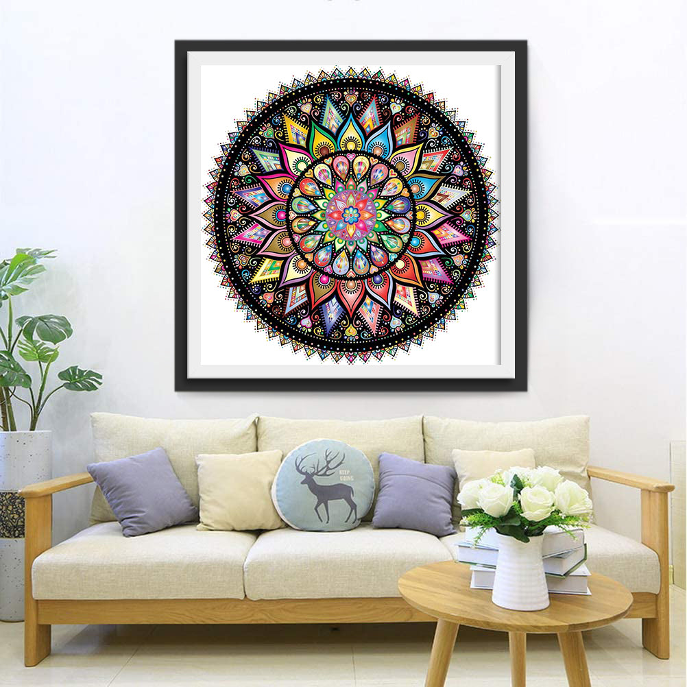Mandala in Gradient of Red and Black Diamond Painting