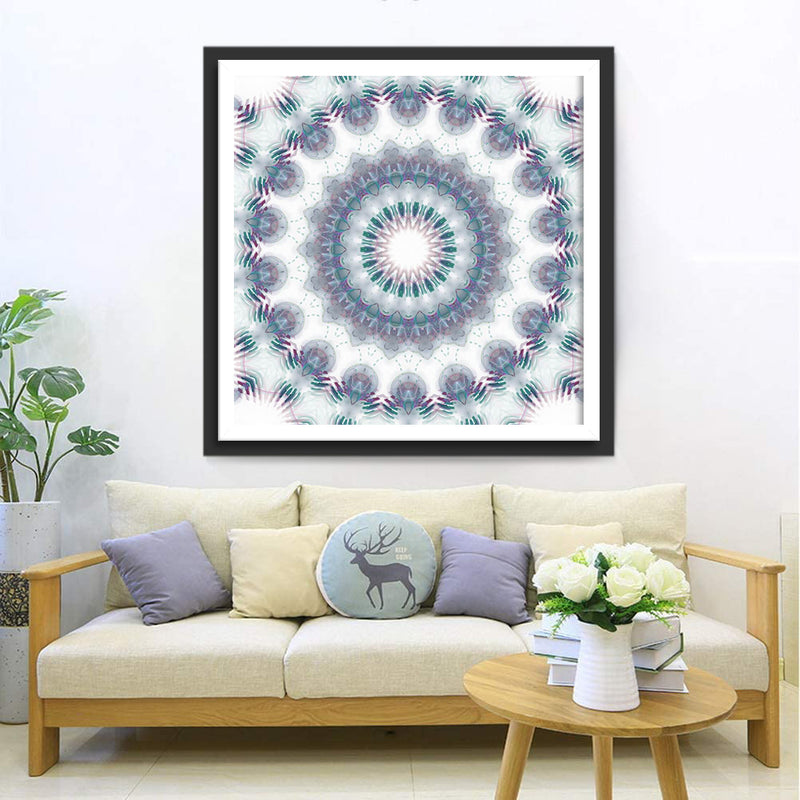 White and Green Mandala Diamond Painting