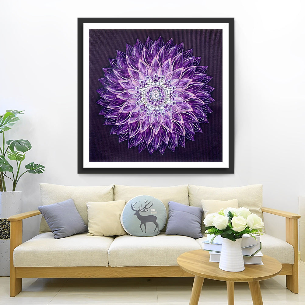 Mandala Purple and White Diamond Painting