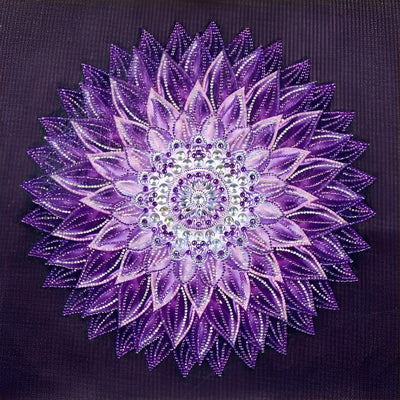 Mandala Purple and White Diamond Painting