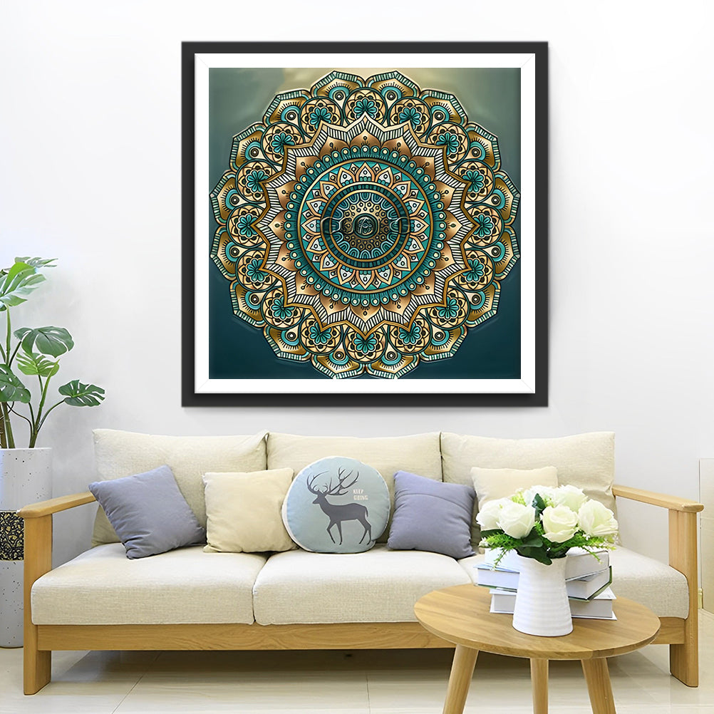 Gold and Green Mandala Diamond Painting