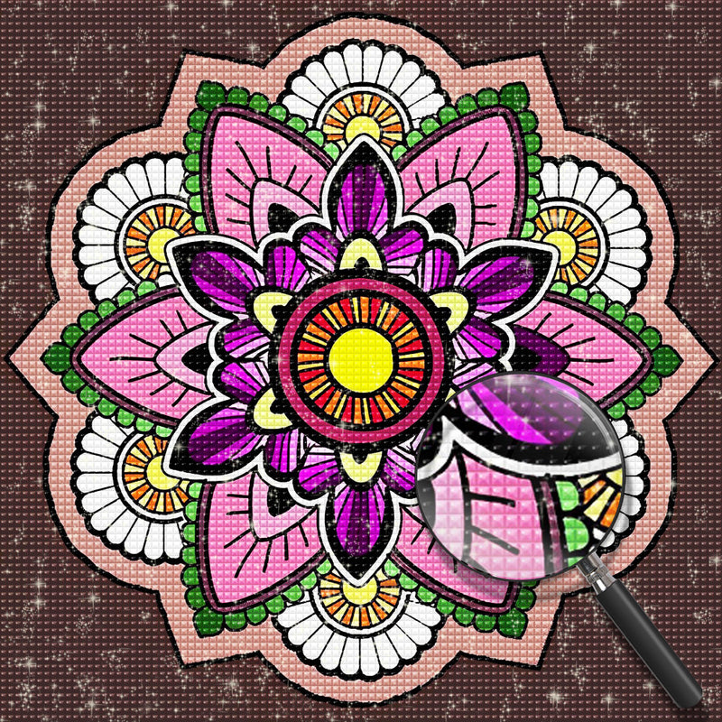 Pink and White Mandala Diamond Painting