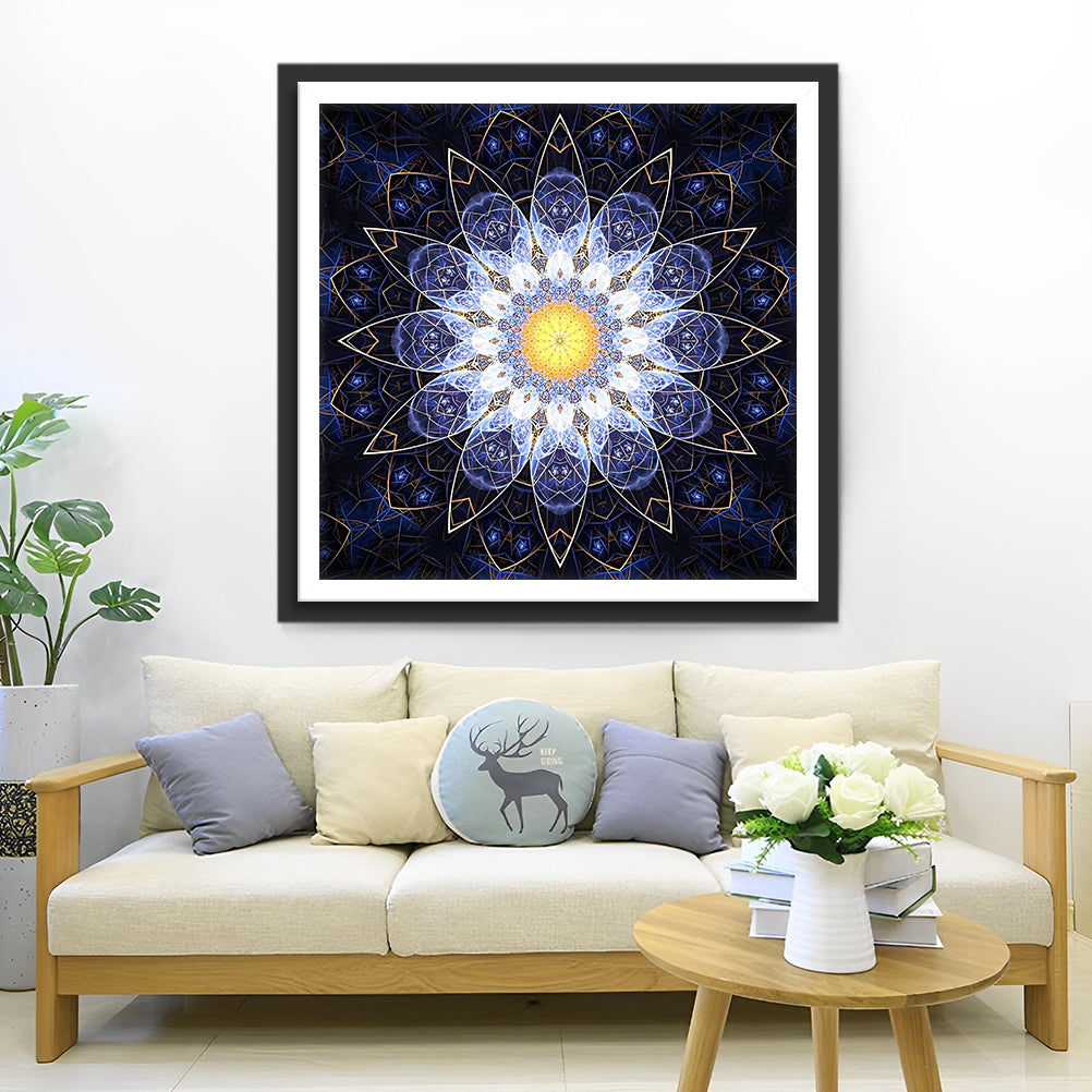 Blue and White Mandala Diamond Painting