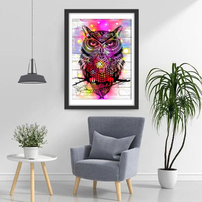 Owl and Colorful Light Diamond Painting