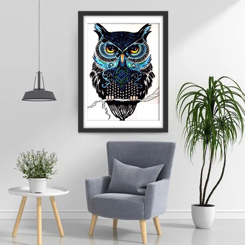 Black and Blue Owl Diamond Painting