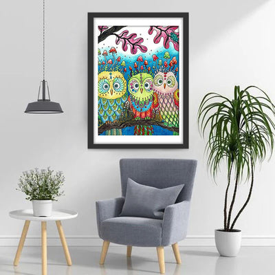 Owls and Mushrooms Diamond Painting