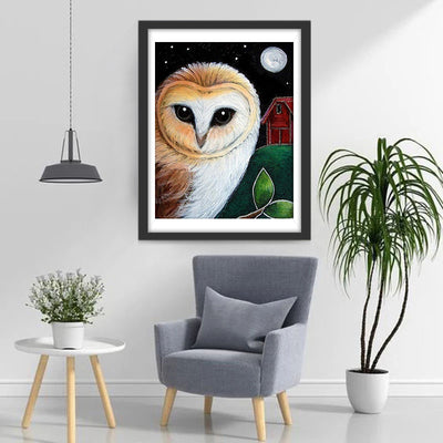 Owl, House and Moon Diamond Painting