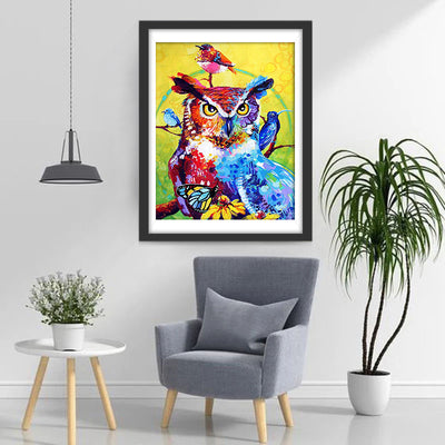 Colorful Owl and Birds Diamond Painting