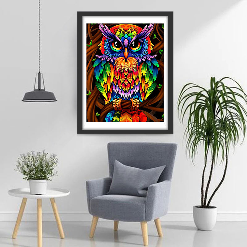 Owl in Rainbow Color 5D DIY Diamond Painting Kits