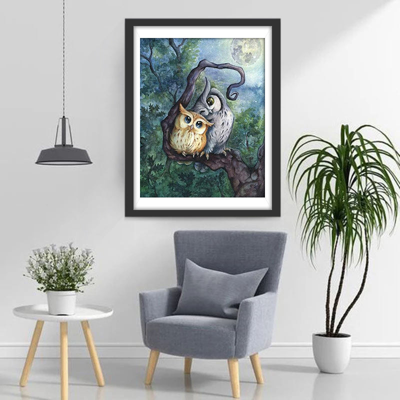 Two Owls in the Night Diamond Painting